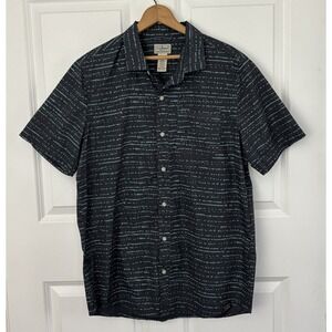 LL Bean Mens M Tall Blue All Adventure Button Up Shirt Wicking Hiking Camp 0585